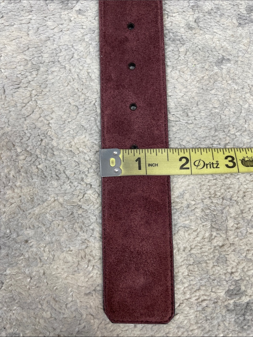 YSL Saint Laurent Monogram Serpent Buckle Belt Burgundy Suede Sz 60 - Picture 11 of 14